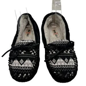 Minnetonka Britt Knit Plug Trapper Black Suede Women's Slipper - Size  10